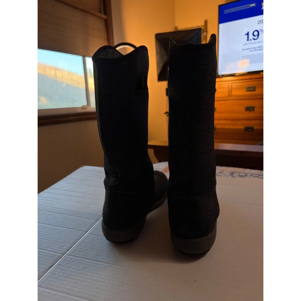 Bogs Charlie Tall Black Melange Waterproof Winter Boots Womens 9 72416-009